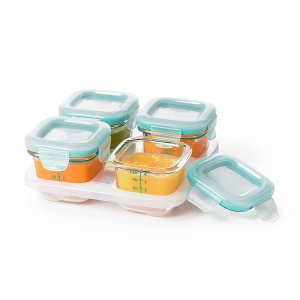 史低价：OXO Tot 婴儿食品玻璃密封储存盒 4个