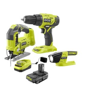 RYOBI ONE+ 18V Cordless 3-Tool Combo Kit with 1.5 Ah Battery and Charger