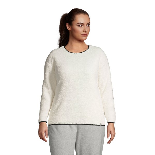 Women's Plus Size Long Sleeve Sherpa Fleece Sweatshirt