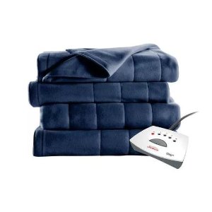 Sunbeam Heated Fleece Electric Blanket,blue
