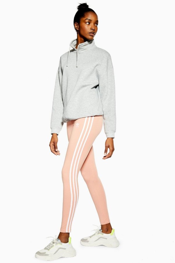 Pink Three Stripe Leggings by adidas Originals