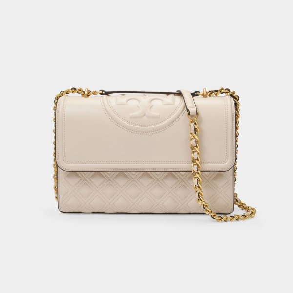 Fleming Convertible Shoulder Bag in Beige New Cream Leather