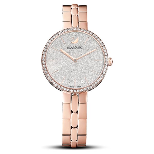 Cosmopolitan Watch, Metal bracelet, White, Rose-gold tone PVD by SWAROVSKI