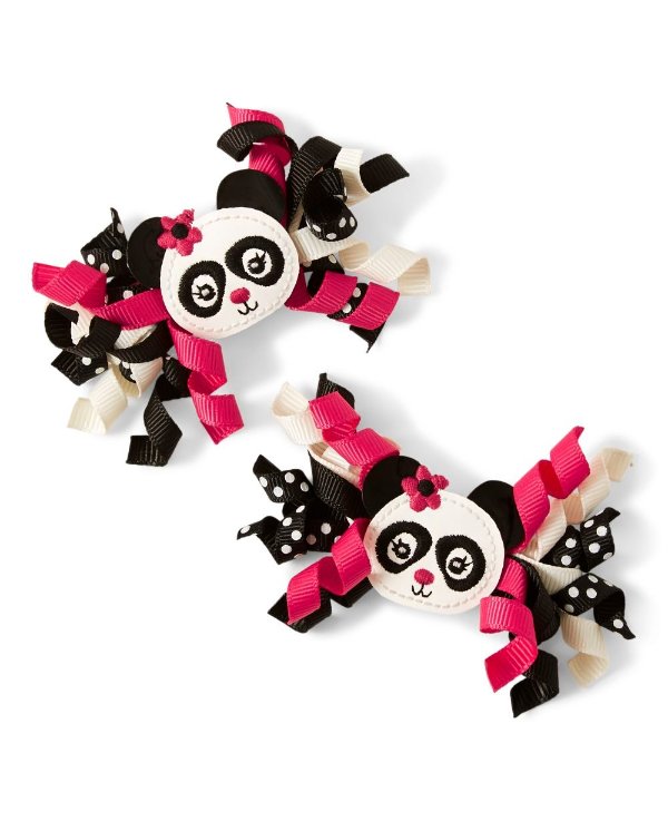 Girls Curly Hair Clips 2-Pack - Panda Party
