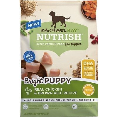 Rachael Ray Nutrish Bright  Natural Real Chicken &amp; Brown Rice Puppy Recipe Dry Dog Food, 14-lb bag - Chewy.com