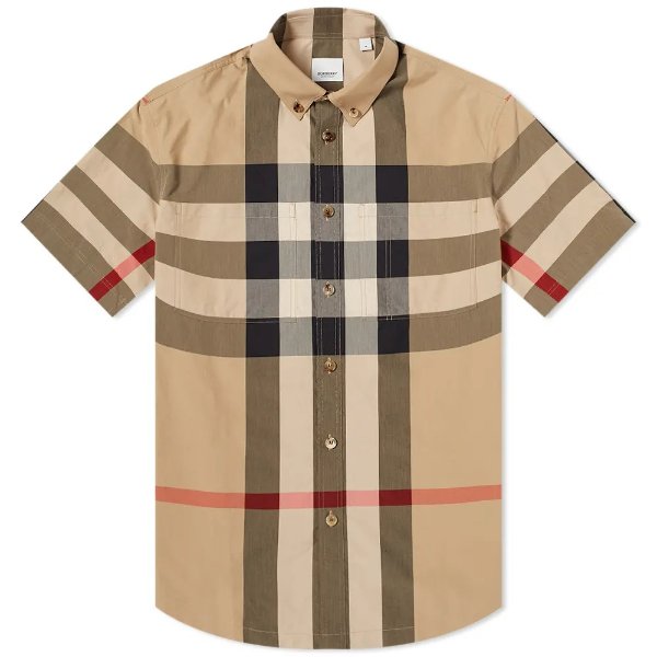Short Sleeve Thames Large Check ShirtArchive Beige