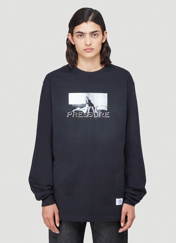 Photographic Print Long-Sleeved T-Shirt in Black