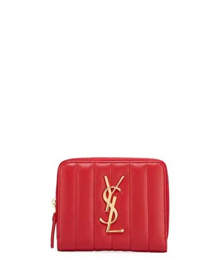 Vicky Quilted Leather YSL Zip Wallet