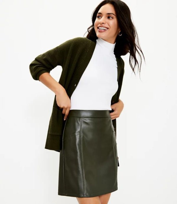 Faux Leather Pocket Mini Skirt | LOFT