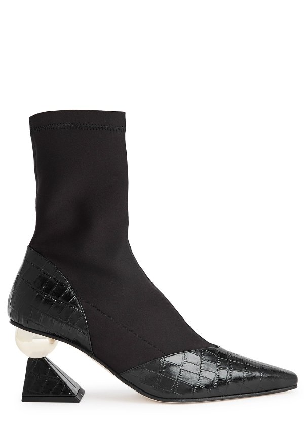 Stella 70 neoprene and leather ankle boots
