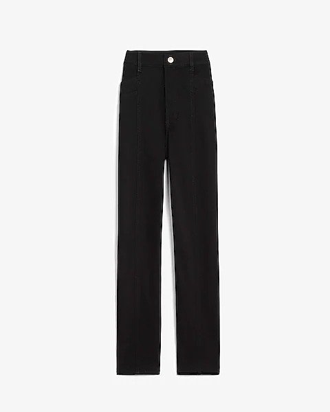 Super High Waisted Seamed Straight Cropped Pant