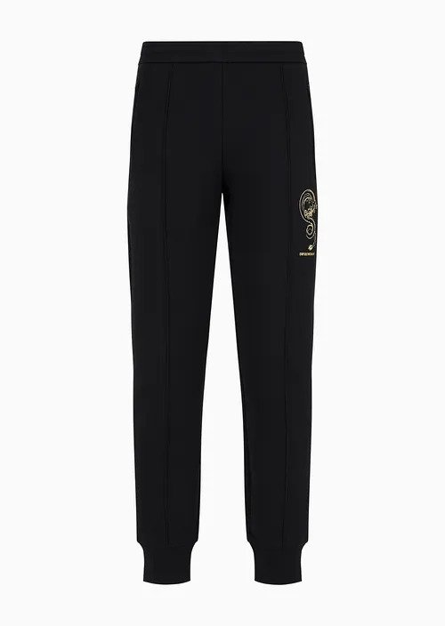 Double-jersey joggers with Lunar New Year dragon embroidery