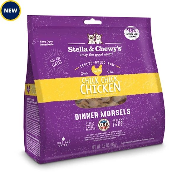 Stella & Chewy's Freeze-Dried Raw Dinner Morsels Protein Rich Chick Chick Chicken Recipe Dry Cat Food, 3.5 oz. | Petco
