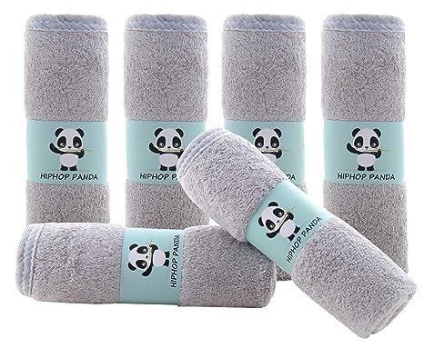 Hypoallergenic Bamboo Baby Wash Clothes - 2 Layer Ultra Soft Absorbent Bamboo Washcloths for Boy - Newborn Face Towel - Makeup Remove Washcloths for Delicate Skin (Gray, 6 Pack)