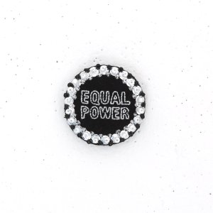 Statement Pin – Equal Power – White and Silver on Black