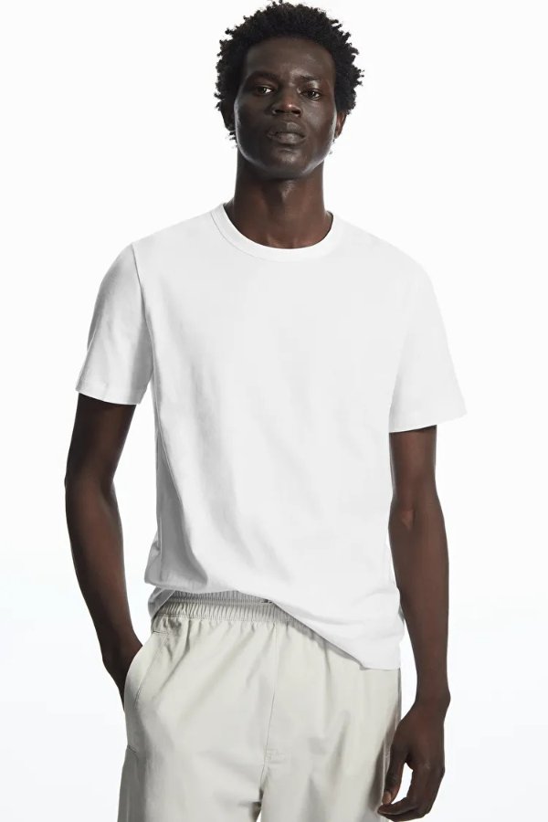REGULAR-FIT MID-WEIGHT BRUSHED T-SHIRT - White - T-shirts - COS