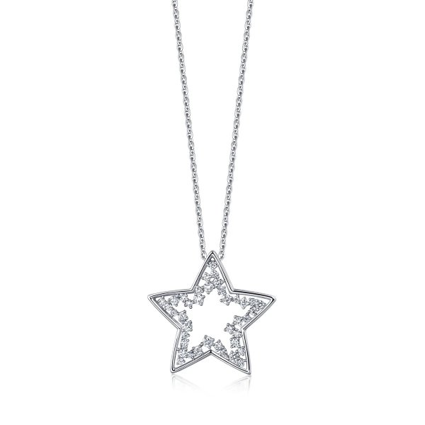 Love Decode 18K White Gold Diamond Star Necklace | Chow Sang Sang Jewellery eShop