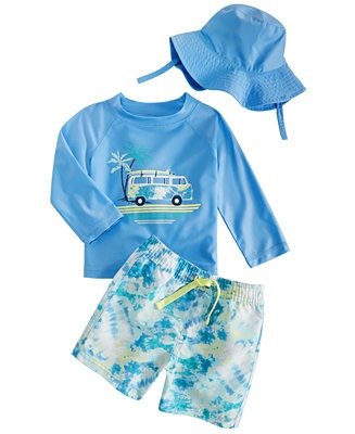 Baby Boys 3-Pc. Rash Guard & Hat Set, Created for Macy's