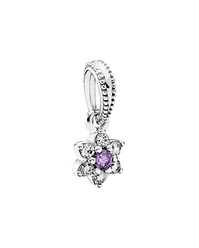 Silver & Purple CZ Forget Me Not Charm