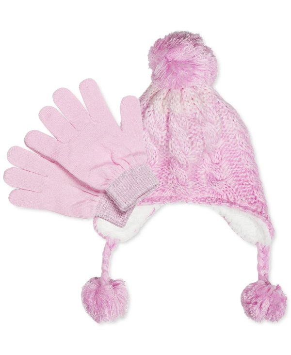 Little Girls 2-Pc. Ombre Hat & Gloves Set