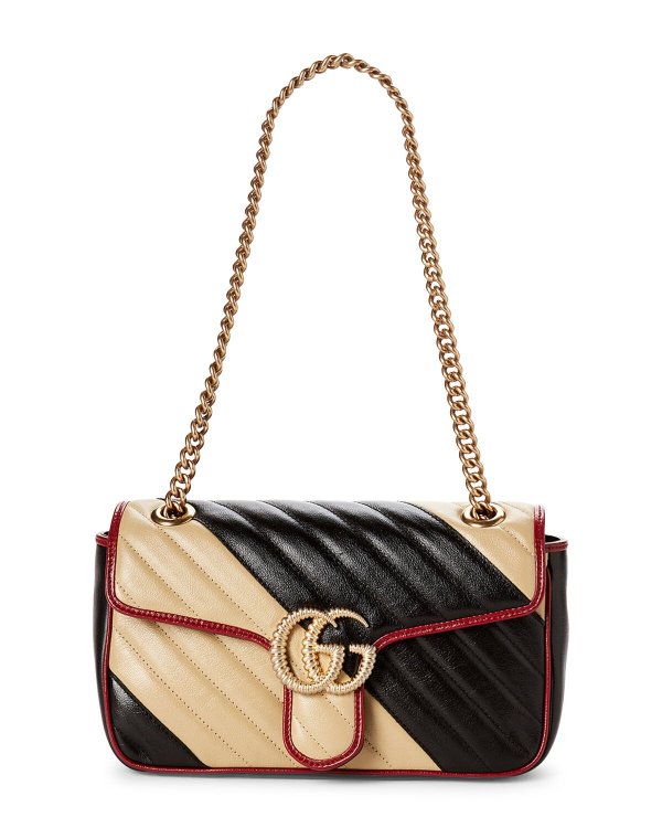 Black & Beige GG Marmont Small Leather Crossbody