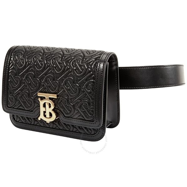 Belted Quilted Monogram Lambskin TB Bag- Black