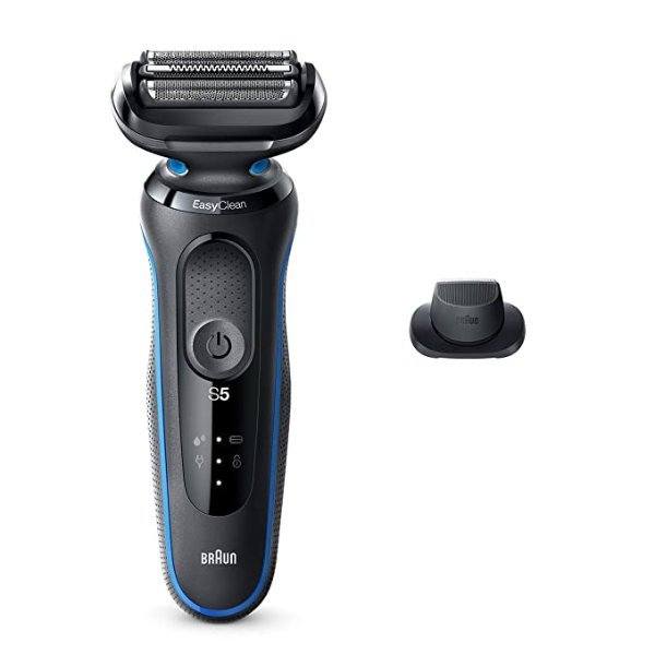 Electric Razor for Men, Series 5 5018s Electric Shaver with Precision Trimmer, Rechargeable, Wet & Dry Foil Shaver with EasyClean, Black/Blue
