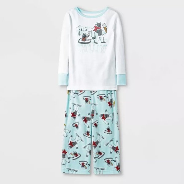 Toddler Boys' Yeti Pajama Set - Cat & Jack™ White/Blue