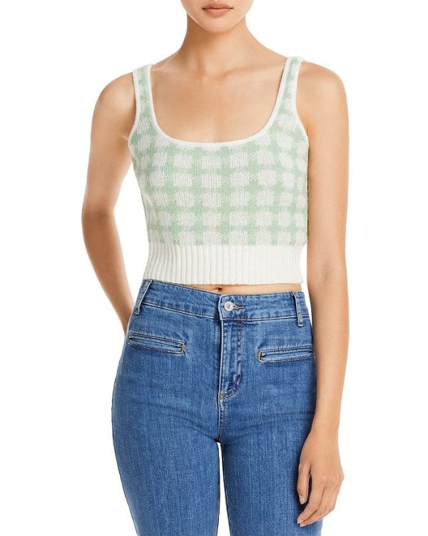 Gingham Cropped Tank Top