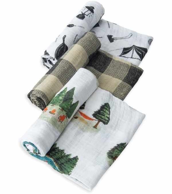 Cotton Muslin Swaddle 3-Pack - Happy Camper