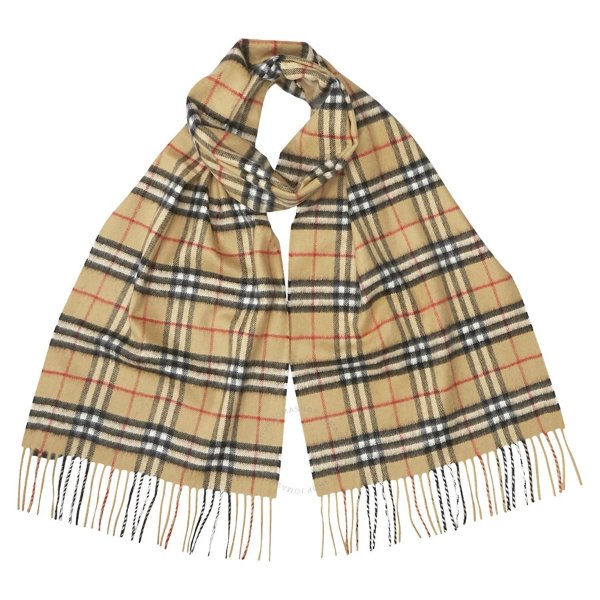 Classic Vintage Check Cashmere Scarf- Antique Yellow