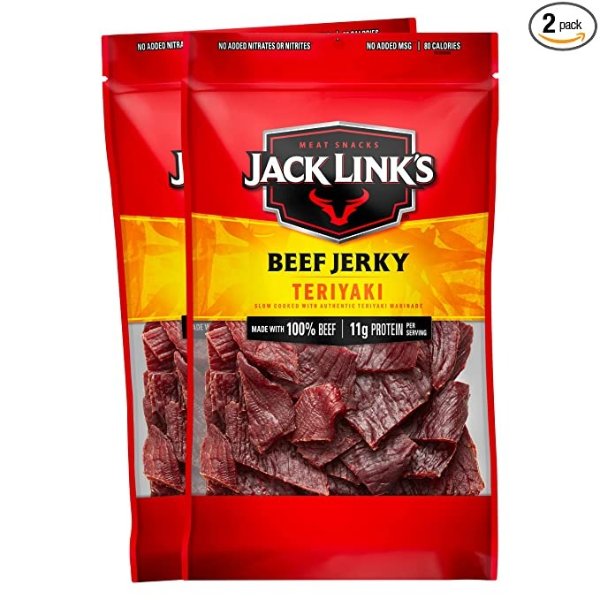 Beef Jerky, Teriyaki – Flavorful Everyday Snack, 10g of Protein and 80 Calories, Made with 100% Beef, Soy, Ginger and Onion – 96% Fat Free, No Added MSG** – 9 Oz. (Pack of 2)