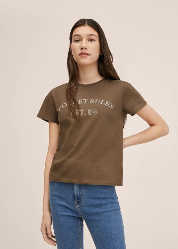 Message cotton t-shirt - Teenage girl | Mango Teen USA