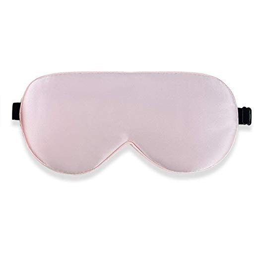 Natural Silk Sleep Mask, Blindfold, Super Smooth Eye Mask (Pink)