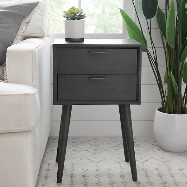 Mid-Century Modern 2-Drawer Side Table