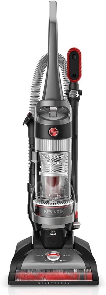 WindTunnel Whole House Rewind Corded Bagless Upright Vacuum Cleaner, For Carpet and Hard Floors, UH71350V, Black