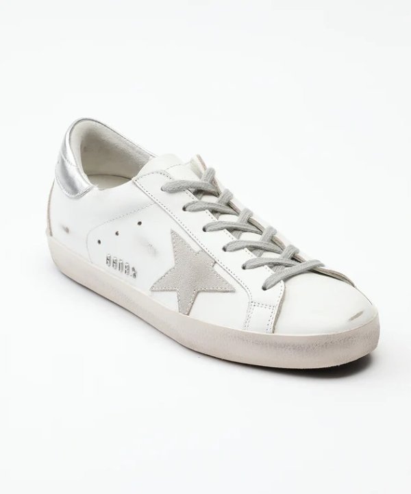 White & Silver Super-Star Leather Sneaker - Women