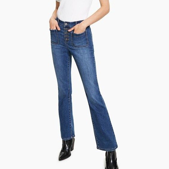 Petite Button-Fly Bootcut Jeans, Created for Macy's