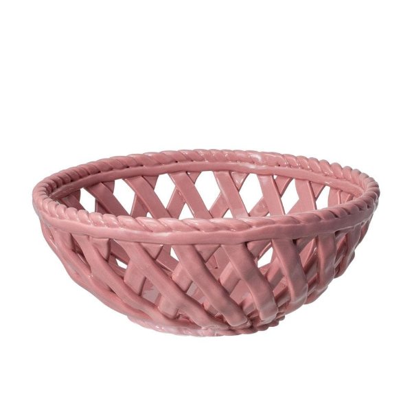 Tea Rose Pink Pierced Basket