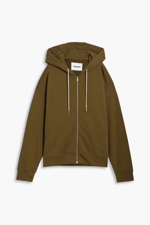 French cotton-terry zip-up hoodie