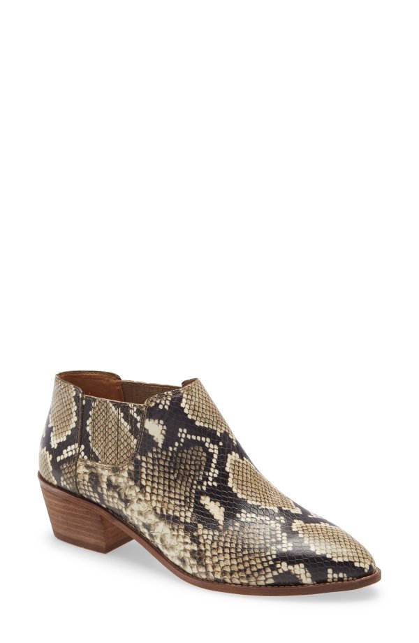 Sonia Low Leather Snakeskin Printed Chelsea Boot