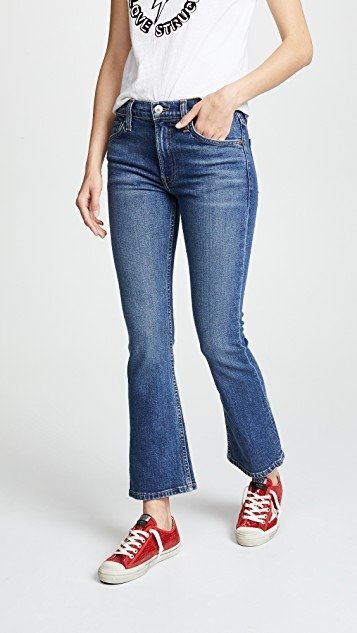 RE/DONE Mid Rise Kick Flare Crops