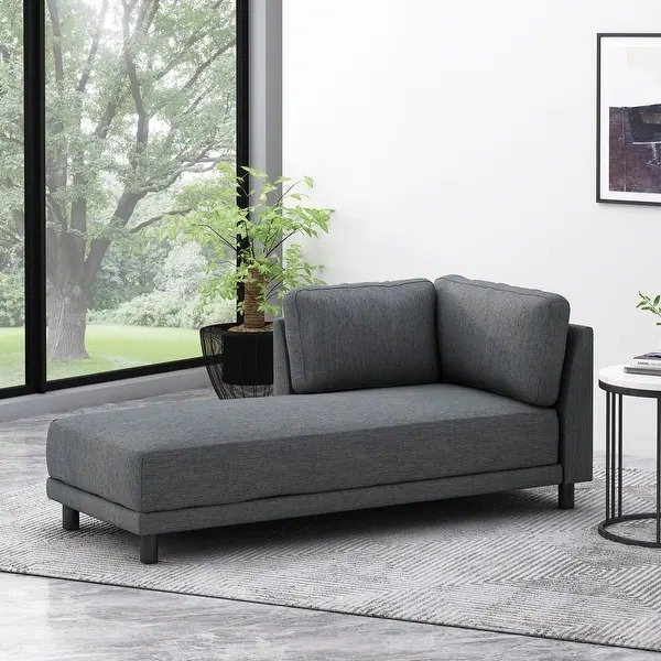 Hyland Contemporary Fabric Chaise Lounge by Christopher Knight Home - 33.25" L x 72.50" W x 30.50" H - Charcoal + Black