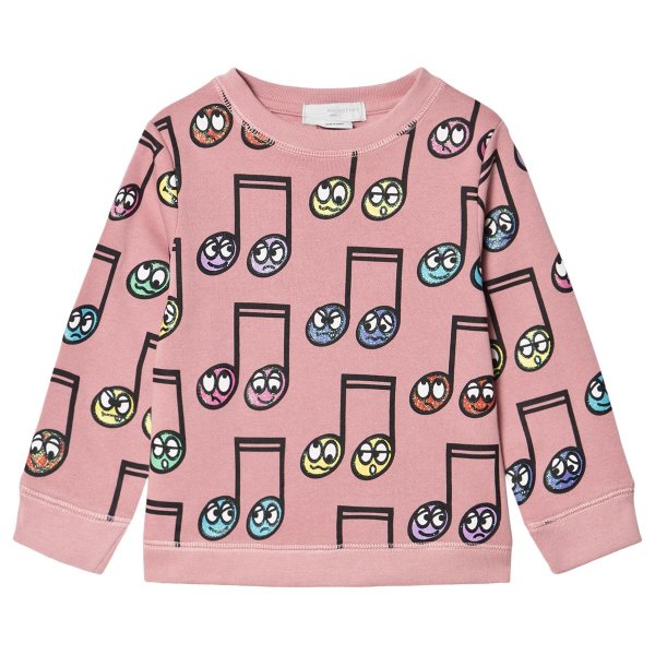 Pink All over Glitter Musical Notes Sweatshirt | AlexandAlexa