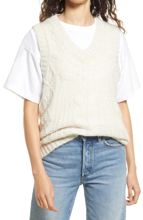 Briella Cable Knit Recycled Blend Sweater Vest