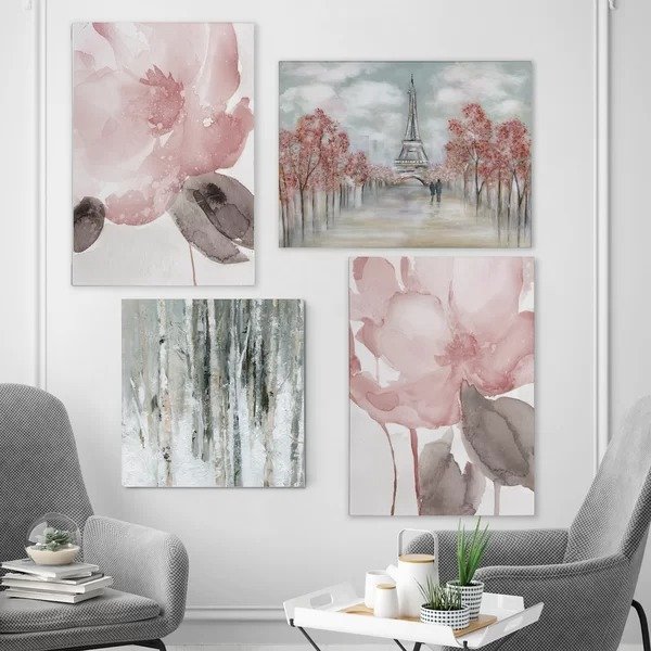 'Contemporary Pink' 4 Piece Painting Print Set on Canvas'Contemporary Pink' 4 Piece Painting Print Set on CanvasProduct OverviewRatings & ReviewsCustomer PhotosQuestions & AnswersShipping & ReturnsMore to Explore