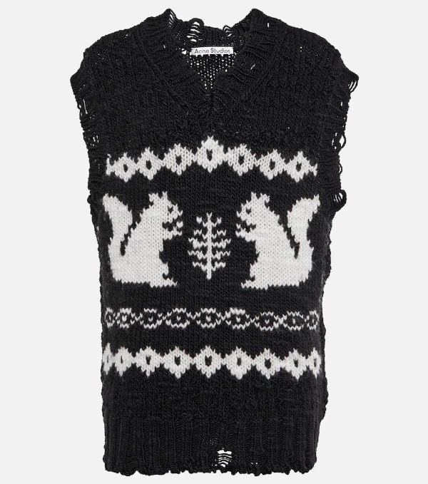 Intarsia wool sweater vest