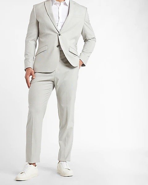 Classic Textured Light Gray Rayon-blend Suit