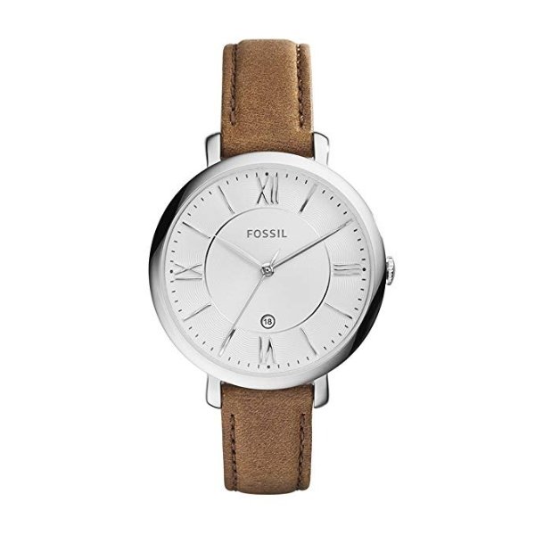 Women's 36mm Silvertone Jacqueline Brown Leather Strap Watch