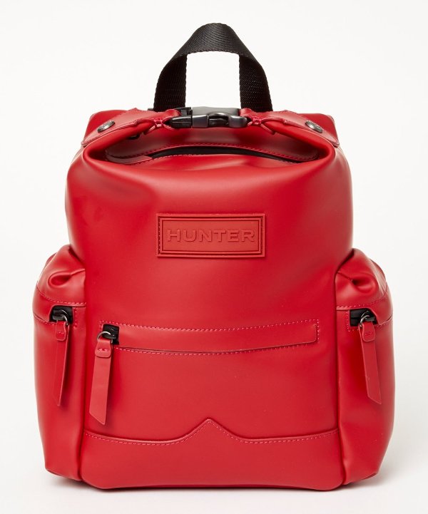 Military Red Top-Clip Rubberized Leather Mini Backpack